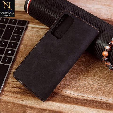 Vivo Y51a Cover - Black - ONation Business Flip Series - Premium Magnetic Leather Wallet Flip book Card Slots Soft Case