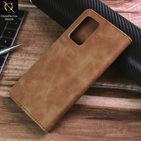 Vivo V23e 5G Cover - Light Brown - ONation Business Flip Series - Premium Magnetic Leather Wallet Flip book Card Slots Soft Case