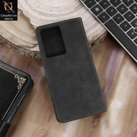 Vivo Y21s Cover - Black - ONation Business Flip Series - Premium Magnetic Leather Wallet Flip book Card Slots Soft Case