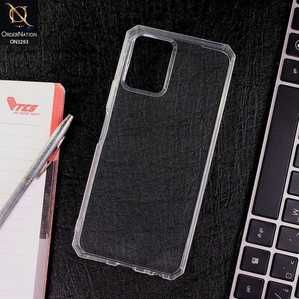 Vivo Y21e Cover - Straight Edge Rubic Cube Anti Fall Soft TPU Clear Case