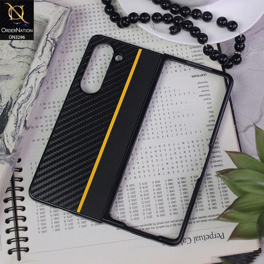 Samsung Galaxy Z Fold 5 5G Cover - Design 3 - Carbon Fiber Texture Hybrid PU Leather Hard Case