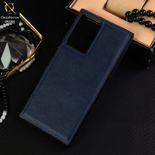Samsung Galaxy Note 20 Ultra Cover - Blue - Vintage Luxury Business Style TPU Leather Stitching Logo Hole Soft Case