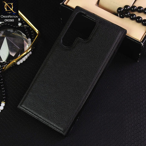 Samsung Galaxy S23 Ultra 5G Cover - Black - Vintage Luxury Business Style TPU Leather Stitching Logo Hole Soft Case