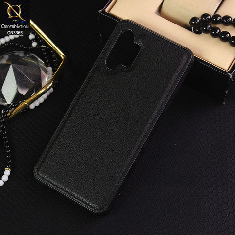 Samsung Galaxy A32 Cover - Black - Vintage Luxury Business Style TPU Leather Stitching Logo Hole Soft Case