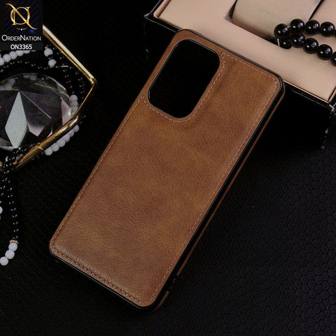 Samsung Galaxy A53 5G Cover - Brown - Vintage Luxury Business Style TPU Leather Stitching Logo Hole Soft Case