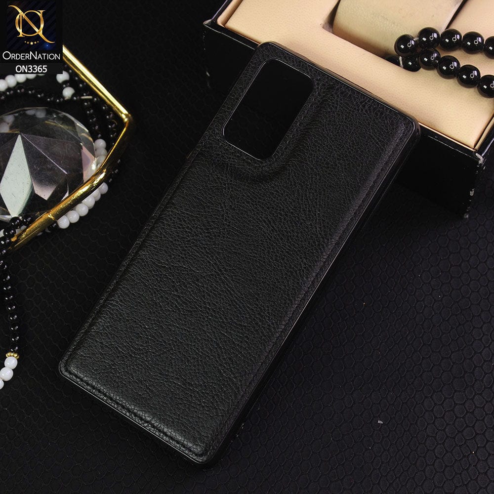 Samsung Galaxy Note 20 Cover - Black - Vintage Luxury Business Style TPU Leather Stitching Logo Hole Soft Case
