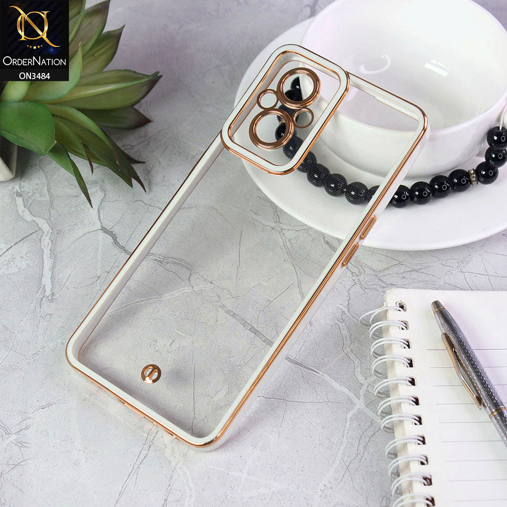Oppo Reno7 Z 5G Cover - White - New Electroplated Side Borders Camera Protection Case