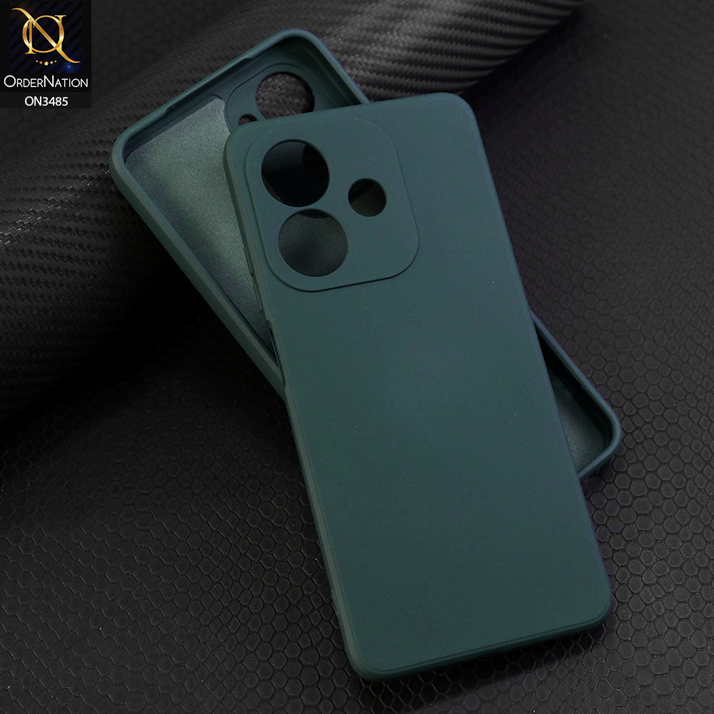 Oppo A3x 5G Cover - Dark Green - ONation Silica Gel Series - HQ Liquid Silicone Elegant Colors Camera Protection Soft Case
