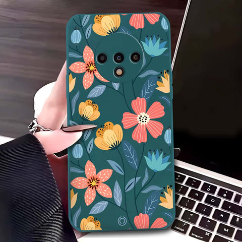 OnePlus 7T Cover - Dark Green - D2 - ONation Floral Series - HQ Liquid Silicone Soft Case