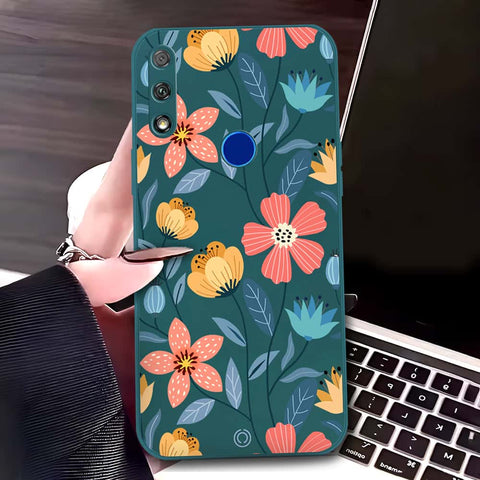 Honor 9X Cover - Dark Green - D2 - ONation Floral Series - HQ Liquid Silicone Soft Case