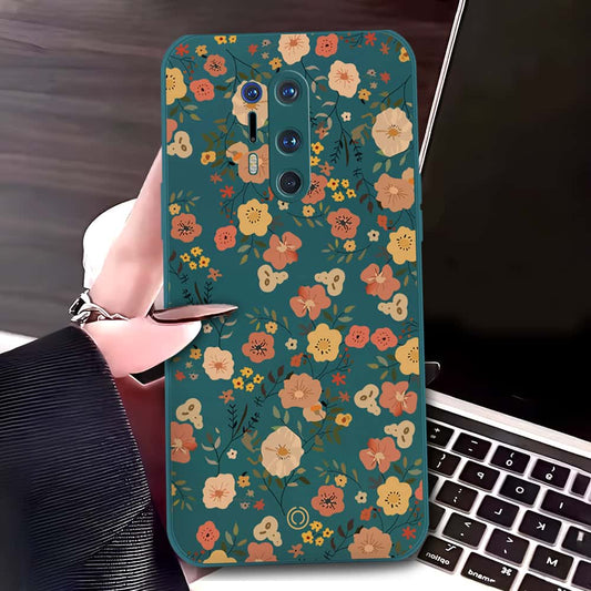 OnePlus 8 Pro Cover - Dark Green - D3 - ONation Floral Series - HQ Liquid Silicone Soft Case
