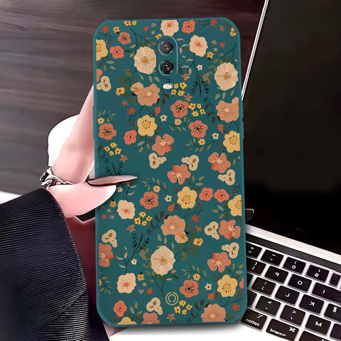 OnePlus 6T Cover - Dark Green - D3 - ONation Floral Series - HQ Liquid Silicone Soft Case