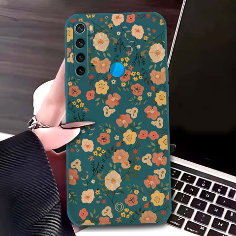 Xiaomi Redmi Note 8 2021 Cover - Dark Green - D3 - ONation Floral Series - HQ Liquid Silicone Soft Case