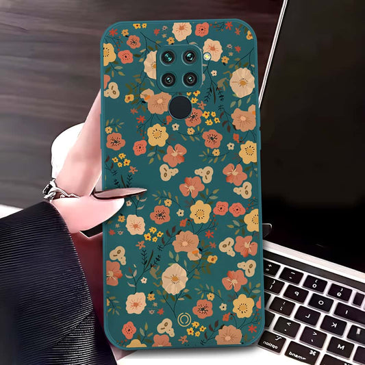 Xiaomi Redmi 10X 4G Cover - Dark Green - D3 - ONation Floral Series - HQ Liquid Silicone Soft Case