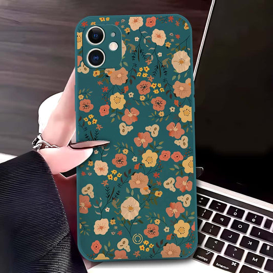 iPhone 11 Cover - Dark Green - D3 - ONation Floral Series - HQ Liquid Silicone Soft Case