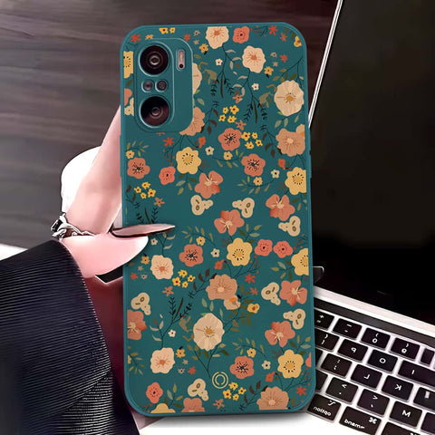 Xiaomi Poco F3 Cover - Dark Green - D3 - ONation Floral Series - HQ Liquid Silicone Soft Case