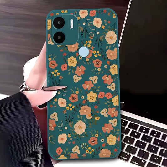 Xiaomi Poco C50 Cover - Dark Green - D3 - ONation Floral Series - HQ Liquid Silicone Soft Case