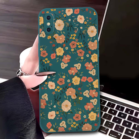 iPhone XS Max Cover - Dark Green - D3 - ONation Floral Series - HQ Liquid Silicone Soft Case