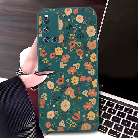 Vivo V19 Cover - Dark Green - D3 - ONation Floral Series - HQ Liquid Silicone Soft Case