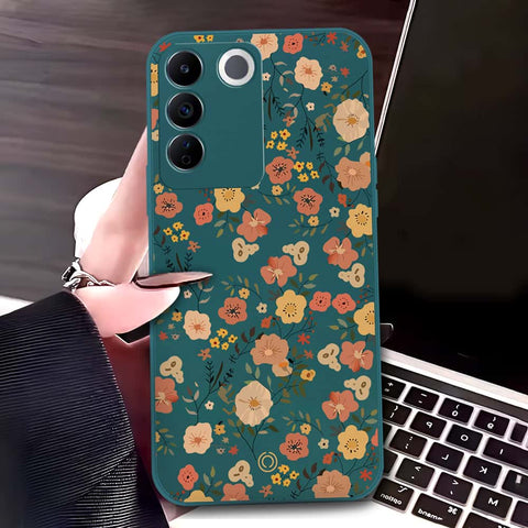Vivo S16e Cover - Dark Green - D3 - ONation Floral Series - HQ Liquid Silicone Soft Case