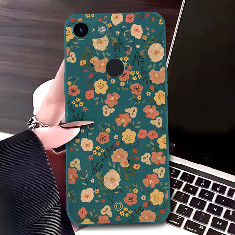 Google Pixel 3 XL Cover - Dark Green - D3 - ONation Floral Series - HQ Liquid Silicone Soft Case