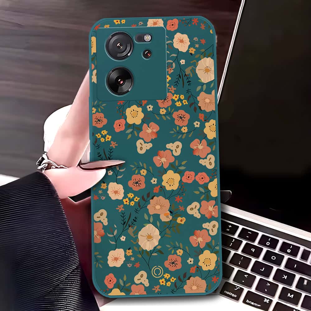 Xiaomi Redmi K60 Ultra Cover - Dark Green - D3 - ONation Floral Series - HQ Liquid Silicone Soft Case