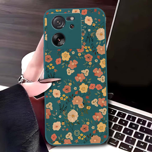 Xiaomi Redmi K60 Ultra Cover - Dark Green - D3 - ONation Floral Series - HQ Liquid Silicone Soft Case