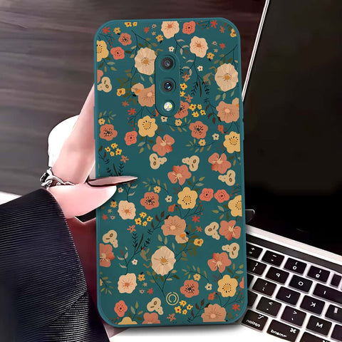 OnePlus 7 Cover - Dark Green - D3 - ONation Floral Series - HQ Liquid Silicone Soft Case