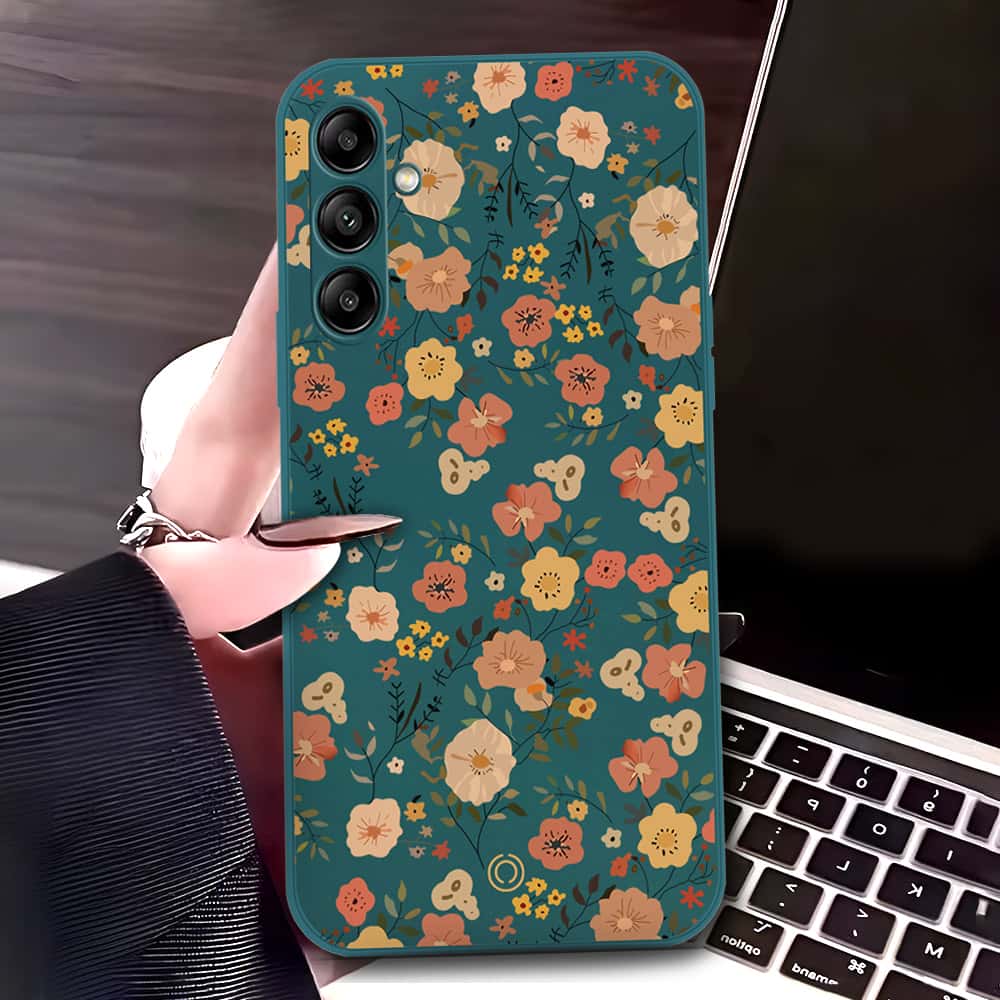 Samsung Galaxy A54 Cover - Dark Green - D3 - ONation Floral Series - HQ Liquid Silicone Soft Case (Fast Delivery)