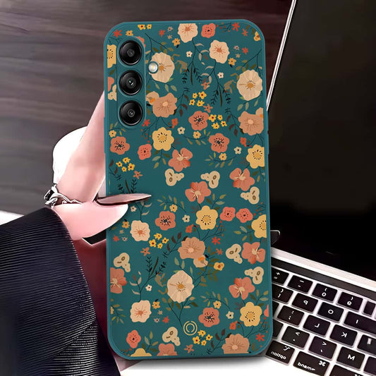 Samsung Galaxy A54 Cover - Dark Green - D3 - ONation Floral Series - HQ Liquid Silicone Soft Case (Fast Delivery)