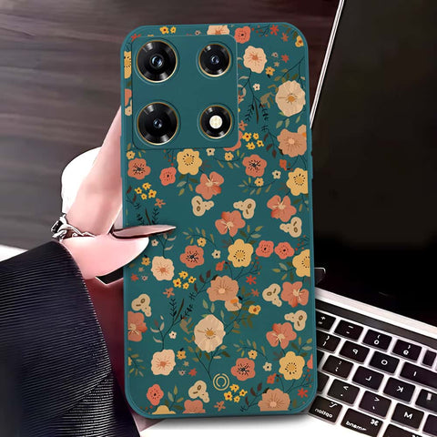 Infinix Note 30 Pro Cover - Dark Green - D3 - ONation Floral Series - HQ Liquid Silicone Soft Case