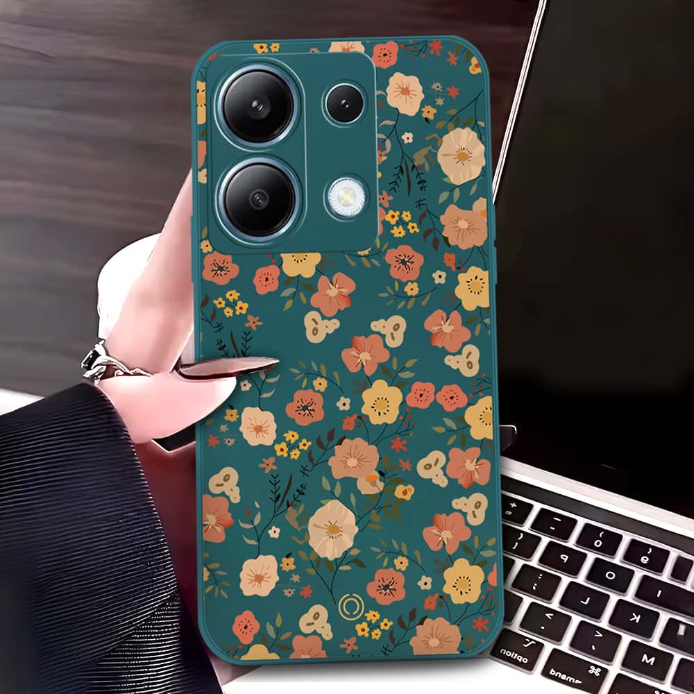 Xiaomi Redmi Note 13 Pro 4G  Cover - Dark Green - D3 - ONation Floral Series - HQ Liquid Silicone Soft Case