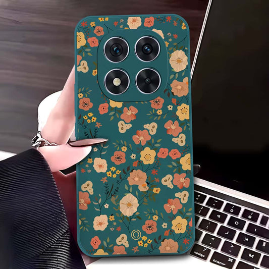 Xiaomi Redmi Note 14 Pro Plus 5G Cover - Dark Green - D3 - ONation Floral Series - HQ Liquid Silicone Soft Case