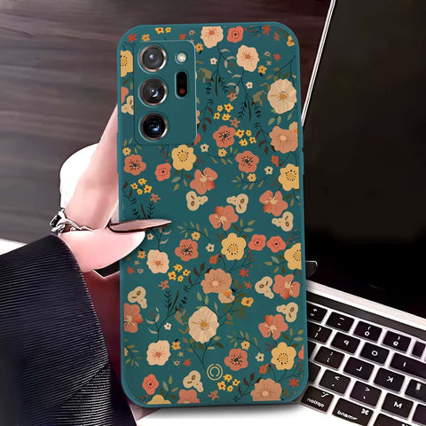 Samsung Galaxy Note 20 Ultra Cover - Dark Green - D3 - ONation Floral Series - HQ Liquid Silicone Soft Case