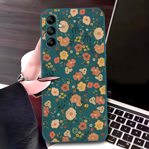 Samsung Galaxy A04s Cover - Dark Green - D3 - ONation Floral Series - HQ Liquid Silicone Soft Case
