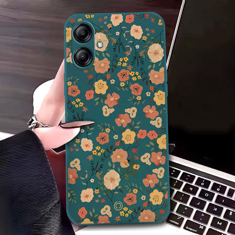 Samsung Galaxy A04e Cover - Dark Green - D3 - ONation Floral Series - HQ Liquid Silicone Soft Case