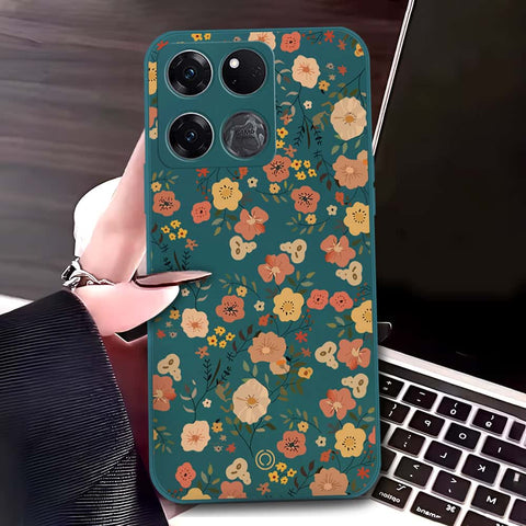 OnePlus Ace Racing Cover - Dark Green - D3 - ONation Floral Series - HQ Liquid Silicone Soft Case