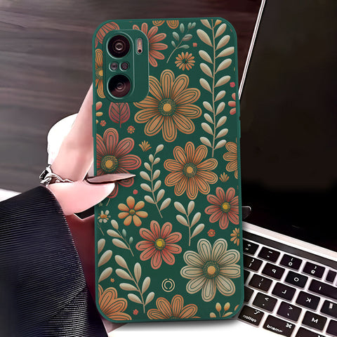 Xiaomi Mi 11X Cover - Dark Green - D4 - ONation Floral Series - HQ Liquid Silicone Soft Case