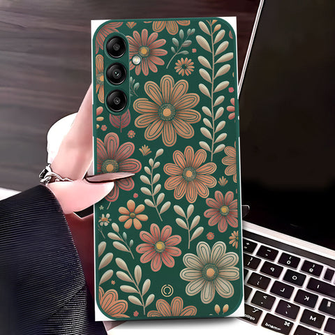 Samsung Galaxy A54 Cover - Dark Green - D4 - ONation Floral Series - HQ Liquid Silicone Soft Case