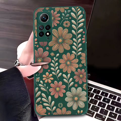 Xiaomi Redmi Note 12 Pro  Cover - Dark Green - D4 - ONation Floral Series - HQ Liquid Silicone Soft Case