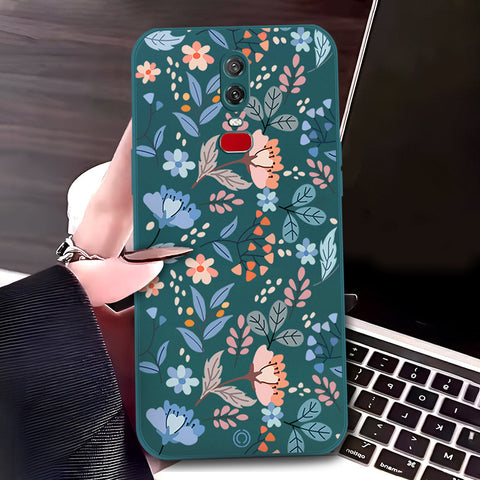 OnePlus 6 Cover - Dark Green - D1 - ONation Floral Series - HQ Liquid Silicone Soft Case