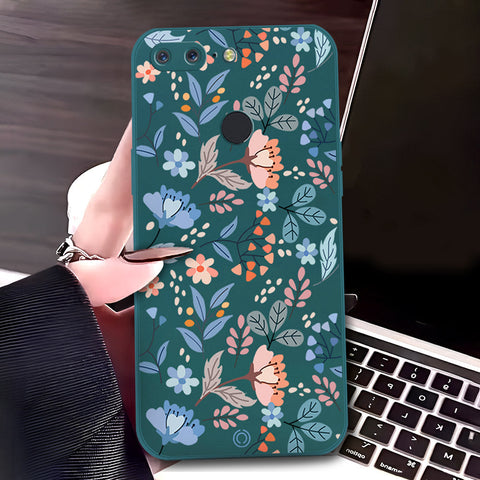 OnePlus 5T Cover - Dark Green - D1 - ONation Floral Series - HQ Liquid Silicone Soft Case