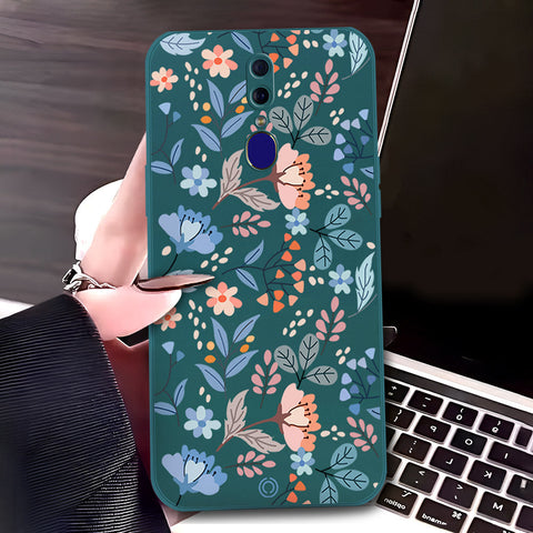 Oppo F11 Cover - Dark Green - D1 - ONation Floral Series - HQ Liquid Silicone Soft Case