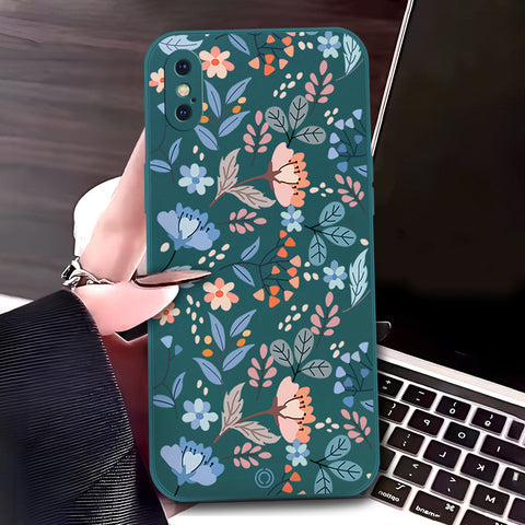 iPhone XS Max Cover - Dark Green - D1 - ONation Floral Series - HQ Liquid Silicone Soft Case