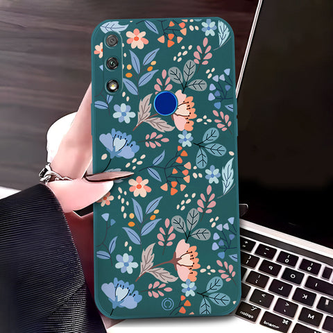 Honor 9X Cover - Dark Green - D1 - ONation Floral Series - HQ Liquid Silicone Soft Case