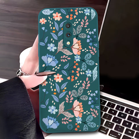 OnePlus 7 Cover - Dark Green - D1 - ONation Floral Series - HQ Liquid Silicone Soft Case
