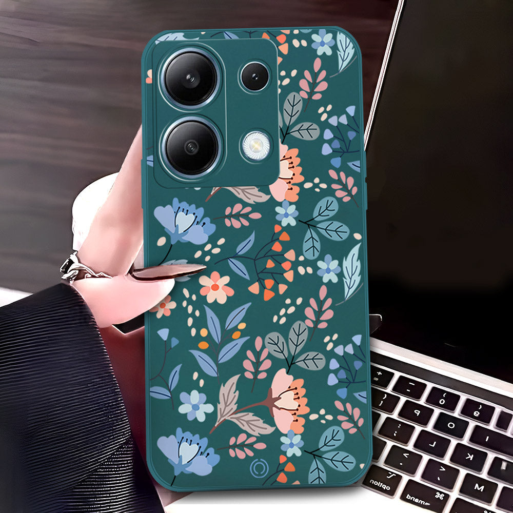 Xiaomi Redmi Note 13 Pro 4G  Cover - Dark Green - D1 - ONation Floral Series - HQ Liquid Silicone Soft Case