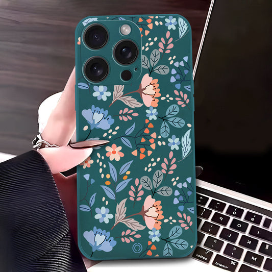 iPhone 16 Pro Max Cover - Dark Green - D1 - ONation Floral Series - HQ Liquid Silicone Soft Case