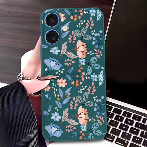iPhone 17 Cover - Dark Green - D1 - ONation Floral Series - HQ Liquid Silicone Soft Case