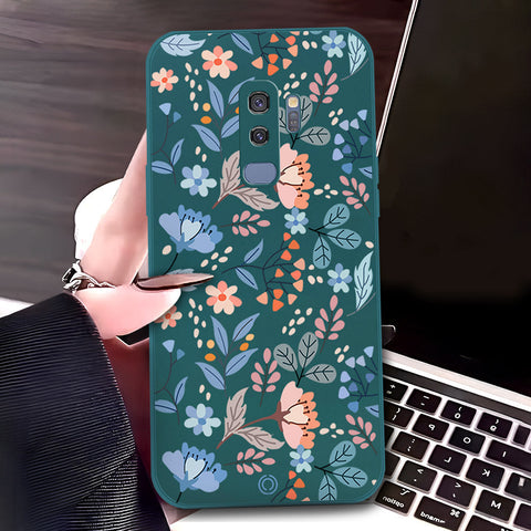 Samsung Galaxy S9 Plus Cover - Dark Green - D1 - ONation Floral Series - HQ Liquid Silicone Soft Case